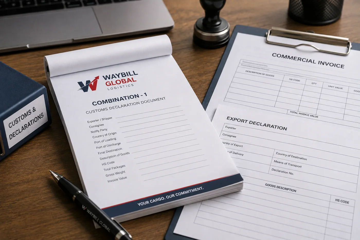 Waybill Global Logistics coordinator handling shipment paperwork